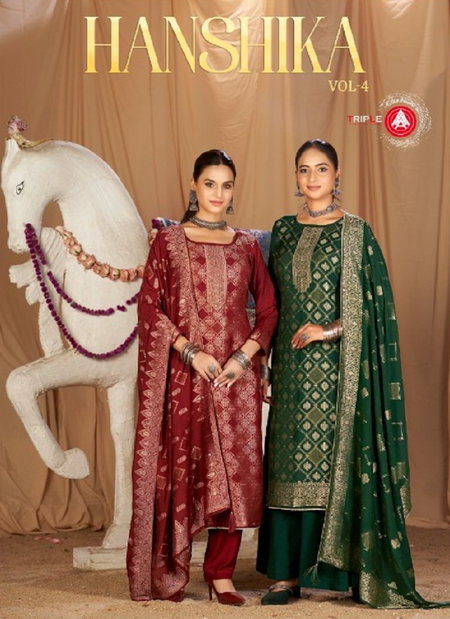Hanshika Vol  4 By Triple Aaa Viscose Musleen Jequard Dress Material Online Wholesale